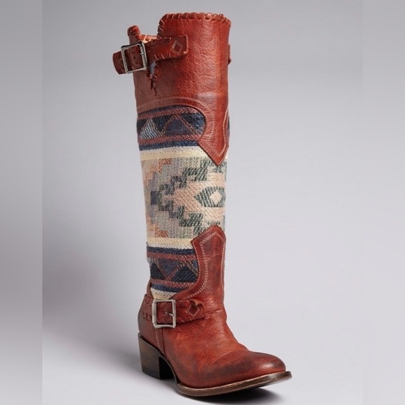 Freebird By Steven Quixote Qxote 8 Tall Southwest Serape Blanket Tapestry Boots - Picture 3 of 14